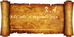 Kámán Annamária névjegykártya
