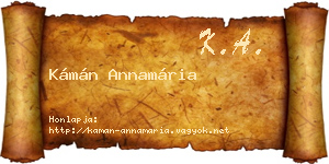 Kámán Annamária névjegykártya